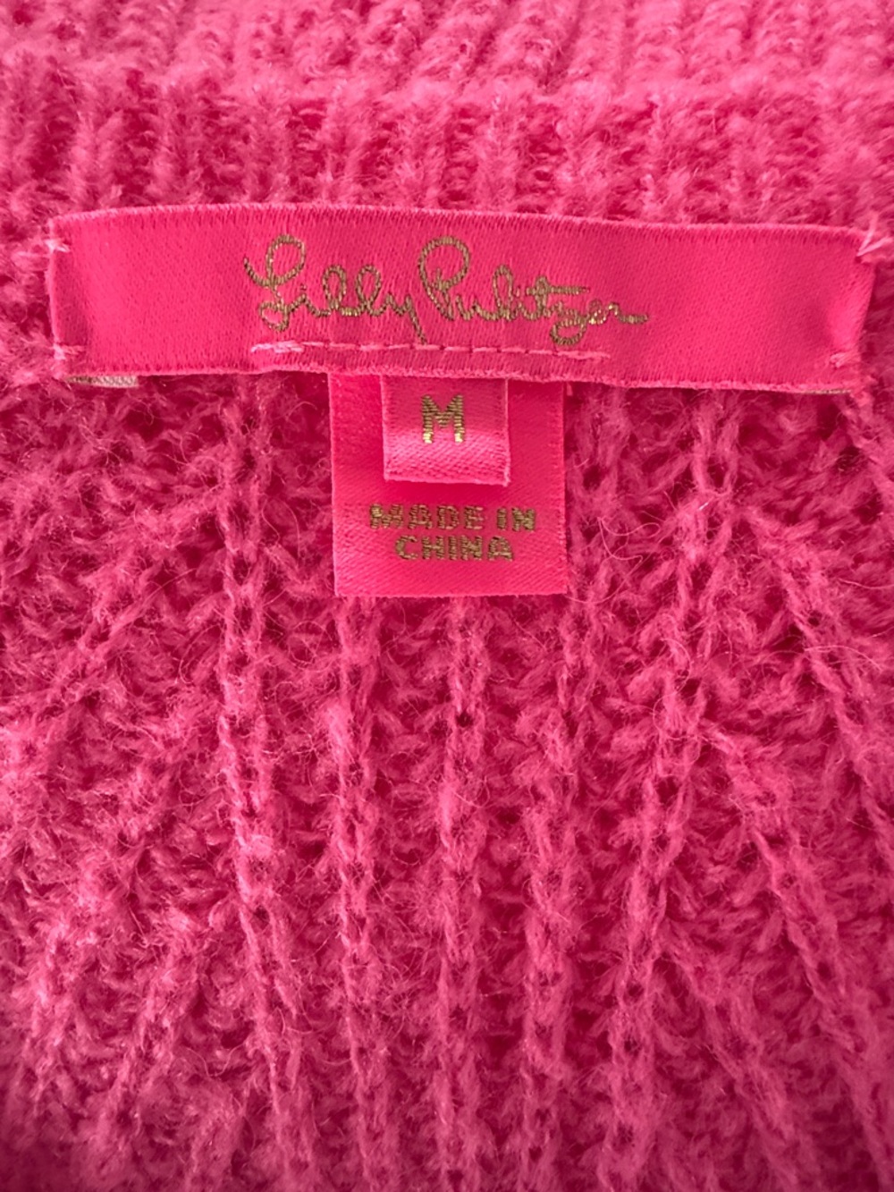 Lilly Pulitzer Bright Pink V-Neck Knit Sweater - Picture 4 of 6